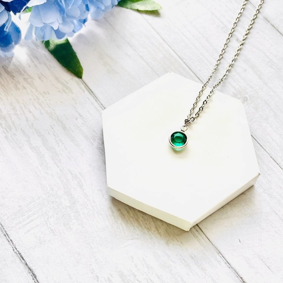 May Swarovski Crystal Necklace, Emerald Swarovski Crystal, Handmade - Picture 1 of 5